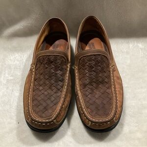 Johnston & Murphy Men's Brown Woven Leather Slip-Ons